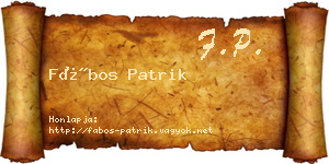 Fábos Patrik névjegykártya